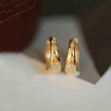 Daiiibabyyy  Luxury Zircon Star Hoop Earrings Sweet Romantic French Rhinestone Gold Color Ear Buckle Jewelry Gifts for Women Girls