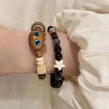 Daiiibabyyy Cute Natural Stone Black Cat Bracelet for Women Men Fashion Cartoon Animal Beaded Bracelets Handmade Fashion Girl Jewelry Gifts