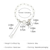 DAIIIBABYYY  -  Korean Fashion Imitation Opal Bracelet Simple Strand Beads Bracelet Moonstone Crystal Butterfly Pendant Bracelet Jewelry Gifts