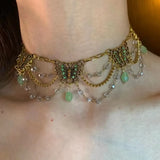 Daiiibabyyy  New Hot Red Velvet Butterfly Tassel Necklace Sweet and Cool Girl Fashionable Niche and Light Luxury Design Collarbone Chain