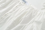 Daiiibabyyy  Sexy White U Collar Metal Hook Buttons Short Puff Sleeve Shirt Women Tie Bow Shoulder Center Slim Crop Tops Black
