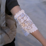 Daiiibabyyy  Elegant Solid Color Lace Floral Cuffs Bell Sleeves Stretchable Fake Sleeves Detachable White Wrist Accessories Special Occasions