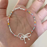 DAIIIBABYYY  -  Fashionable Colored Bead Bracelet Bow Female Niche High-End Personalized Design Sweet Versatile Temperament Sweet Cute Commuting