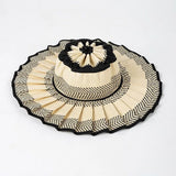 Daiiibabyyy  Plaid Print Ruffle Wide Brim Bucket Hat Foldable Sun Protection Loose Fit Summer Women Straw Hat Casual Chic Lady Sombrero