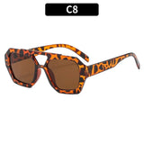 DAIIIBABYYY  -  Leopard Trendy Women Sunglasses Square Chic Decorative Beach Sun Shades for Outdoor Travelling with UV Protection