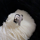Daiiibabyyy  Punk Zircon Double-layer Ear Cuff No Piercing Earrings Trendy Unique Metal Geometric Ear Clip for Women Jewelry Accessories Gift