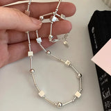 DAIIIBABYYY  -  Bead Geometry Necklace for Women Girl Korean Design Versatile Choker Jewelry Dropship