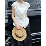 DAIIIBABYYY  -  Summer New Top Casual and Unique Irregular Crossed Tank Top Ma Fei Fei Sleeves Small Shirt