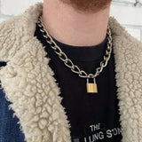 DAIIIBABYYY  -  Retro Punk Fashion Exaggerated Thick Chain Necklace Simple New Couple Multi-Layer Lock Necklace Unisex Jewelry Accessories