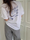 DAIIIBABYYY  -  Korean Back Letter Love Printed T-shirt Women Summer New Style Retro Temperament Loose Color Collision Versatile Top