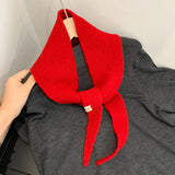 Daiiibabyyy  Sophie Scarf Niche Design 100% Wool Scarf Female Atmosphere Versatile Scarf Lazy  French Neck Scarf Tide Streetwear Scarves