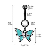 Daiiibabyyy  Y2K Jewelry Stainless Steel Crystal Butterfly Belly Button Rings Sexy Accessory Shiny Body Piercing Korean Charm Belly Piercing