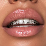 Daiiibabyyy  Retro Pattern Hollow Gold Teeth, Genuine Gold Electroplated Halloween Hip-Hop Dental Braces, Unique Men's Trendy Accessory