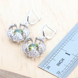 Daiiibabyyy Bridal Silver 925 Round Olive Zircon Jewelry Sets Rings Bracelets Pendant Earrings Necklace Set For Women Wedding Jewellery