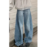 Daiiibabyyy  Women Baggy Wide Leg Jeans Light Blue Wash Casual Denim Trousers