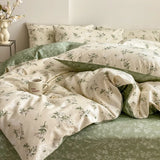 DAIIIBABYYY  -  New Little Fresh Pure Cotton Four Piece Set with 40 Thread Count All Cotton Bedding Ins Bed Sheet and Quilt Set with 4