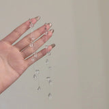 Daiiibabyyy  Niche Clear Glass Beads Dewdrop Tassel Long Earrings Chilly Style Personalized Jewelry For Women Birthday Friends Gifts