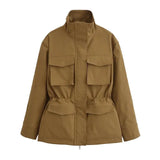 DAIIIBABYYY  -  Women Casual Solid Windbreaker Jacket Fashion Lapel Single Breasted Big Pocket Overcoat 2024 Autumn Winter Commute Outerwear