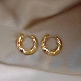 Daiiibabyyy  Luxury Top Quality Smooth Star Zircon Hoop Earrings for Women Girls Metal Chunky Sun Rhinestone Ear Buckle Punk Y2K Jewelry