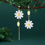 DAIIIBABYYY  -   New Simple Daisy Flower Pendant Hoop Earrings for Women Korean Sweet Cute Hanging Earrings Girl Wedding Party Jewelry Gifts