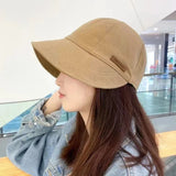 DAIIIBABYYY  -  Women's Foldable Sunhat Summer Outdoor Beach Fisherman Hat Sunscreen UV Protection Cap Adjustable Cotton Wide Brim Bucket Caps