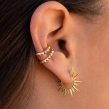 Daiiibabyyy Vintage Sunflower Round Hoop Earrings for Women Minimalist Exaggerate C-Shaped Metal Style Kpop Y2K Accessories Fashion Jewelry