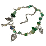 Irregular green crushed stone crystal heart multi-element stitching necklace