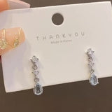 Daiiibabyyy  Light Luxury Blue Water Drop Zircon Hoop Earring for Women Exquisite Y2K Party Jewelry Accessories