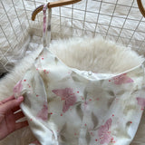 DAIIIBABYYY  -  Elegant Butterfly Print Mesh Spliced Ruffle Sleeveless Chic Straps Slim Slip Dresses French Women High Street Summer Clothing