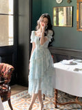 Daiiibabyyy  Irregular Chiffon Summer New Style Slim Floral Dress