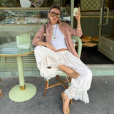 Daiiibabyyy  French Vintage Lace Lantern Pants Women Elastic Waist Loose Casual Streetwear Y2K Hot Girl Trendy All-match Long Trousers
