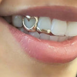 Daiiibabyyy  1Pcs Hip-Hop Hollowed-Out Heart-Shaped Horizontal Line Double-Set Braces a Cool And Shiny Gold Tooth Accessory For Daily Outings