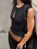 Daiiibabyyy  Women's Casual Slim Fit Sleeveless Top V-neck Sleeveless Patchwork Fashion Pullover Spring Summer New In Chic Tops
