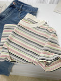 Daiiibabyyy  Summer Fre Sle Women's Striped ort Sve T-irt Korean Version Regular Cotton Comfortable oulder Length Top