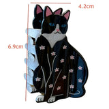 Daiiibabyyy  Cute Floral Black Cat Hair Clips Cartoon Cat Hair Claw Clips Trendy Animal Shaped Hair Accessories