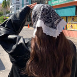 Daiiibabyyy  Spice Girl Cashew Flower Lace Triangle Hair Scarf Headscarf Women Spring Summer Travel Photographs All-match Headscarf Hair Belt