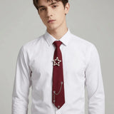 Daiiibabyyy  Simple Korean Style Star Tie Choker JK Long Necktie Academic Style Tassels Shirt Tie Daily