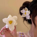 DAIIIBABYYY  -  1pc Egg Flower Fabric Flower Hair Clip for Women, Fashionable and Versatile Side Duckbill Clip, Exclusive Design Hair Accessory