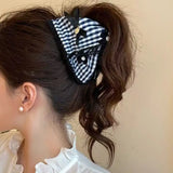 Daiiibabyyy  Plaid Bow Hair Clip for Women Exquisite Sweet Trendy Temperament Shark Clip Simple Daily Casual Hair Accessories Gifts