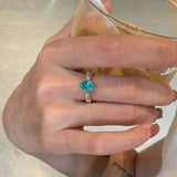 DAIIIBABYYY  -  New Trending Heart Zircon Double-Layer Ear Cuff No Piercing Earring Unique Metal Blue Crystal Rings for Women Y2K Jewelry Sets