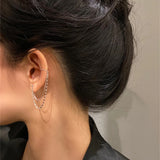 DAIIIBABYYY  -  1 Pc Multi Layer Chain Earrings Long Tassel Piercing Stud Earring Ear Cuff Women's Clip Earrings  Silver Color Ear Jewelry