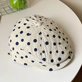 Daiiibabyyy  Retro Polka-dot Design Thin Breathable Berets for Women Summer Travel Sunscreen Versatile Show Face Small Literary Painter Hats