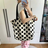 Daiiibabyyy  Polka Dot Print Shoulder Bag Large Capacity Tote Sac Femme Fashion Canvas Bolso Bags for Woman Korean Casual Bolsos Mujer