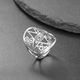 DAIIIBABYYY  -  Retro Evil Eye Open Ring Stainless Steel Star of David Cross Adjustable Ring Suitable for Women Witch Knot Symbol Jewelry Gift