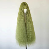 Daiiibabyyy  Green Curly Long Wig Lolita Cosplay Full Head Wig 1Meter Forest Mori Extra Long Wig Synthetic Party Costume Hairpiece