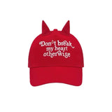 DAIIIBABYYY  -  Y2K Personality Devil Ears Embroidery Baseball Caps for Men and Women Summer Street Trend Versatile Yuppie Hip-hop Hats