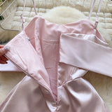 DAIIIBABYYY  -  Elegant Sleeveless Vintage Butterfly Bow Sexy Off Shoulder Satin Slim A-line Straps Dresses Birthday Party High Street Clothing