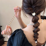 DAIIIBABYYY  -  Y2k Heart Design Ponytail Elastic Hair Bands Rubber Hair Ties Bundle Scrunchies Telephone Wire Hair Accessories Women Headband