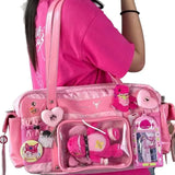 Daiiibabyyy  New Y2k Leopard Ita Shoulder Bag Lolita Girls Transparent Tote Bag Womens Large Capacity Crossbody Bag Cute DIY Display Handbags