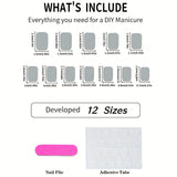 Daiiibabyyy  24pcs Y2K Sweet Stars Press On Nails Blue Brown Stripes French Style False Nails Wave Point Designs Autumn Vintage Fake Nail